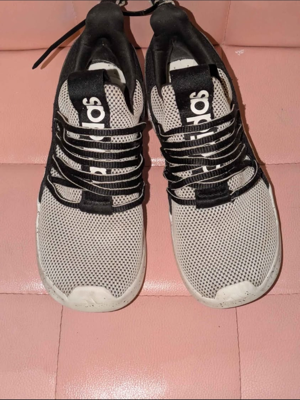 Adidas Lightweight Mesh Running Sneakers in White and Black